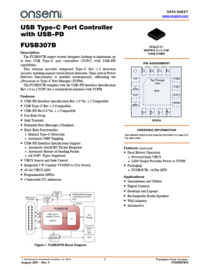 FUSB307B USB-C Port Controller with USB PD IC (WQFN-14)
